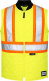 An image of a Custom Tough Duck Quilted Safety Vest in Fluorescent Green!