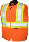 Am image of a Custom Tough Duck Quilted Safety Vest in Fluorescent Orange!