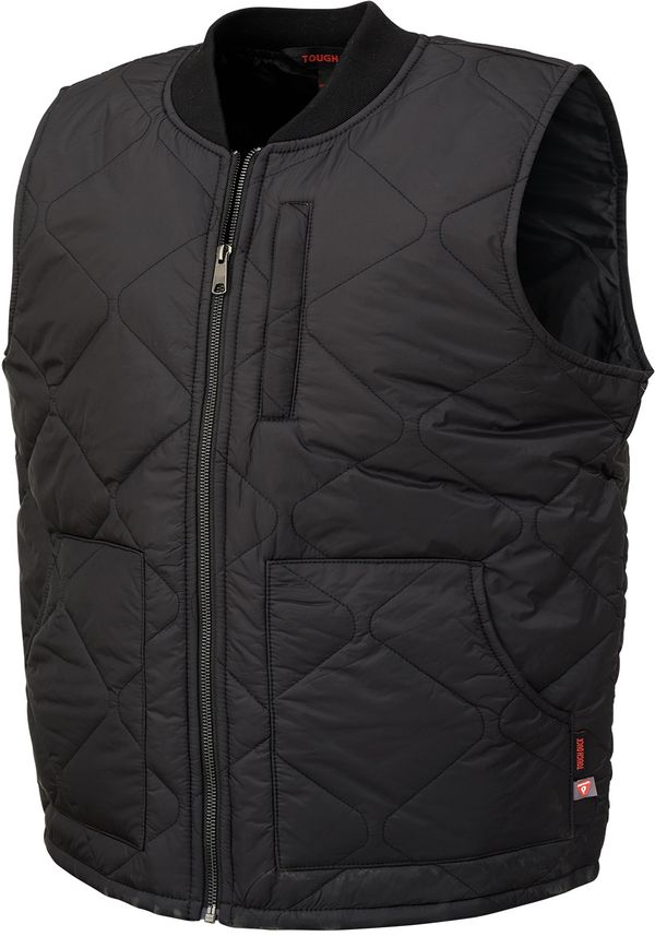 Am image of a Custom Tough Duck Quilted Vest in Black!
