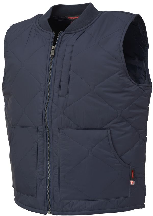 Am image of a Custom Tough Duck Quilted Vest in Navy!