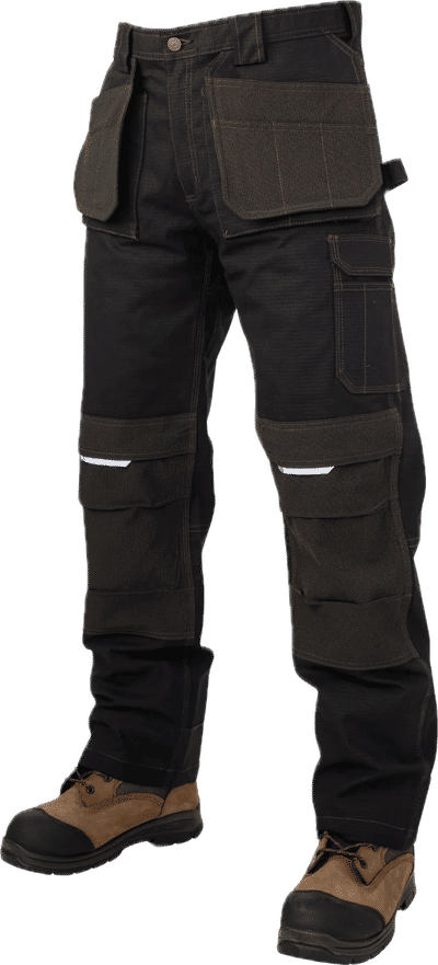 Am image of a Custom Tough Duck Relaxed Fit Flex Ripstop Contractor Pant in Black!