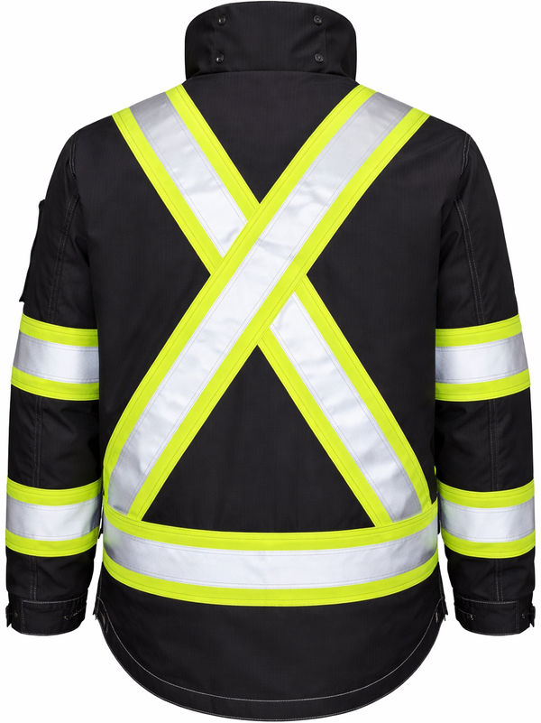 An image of a Custom Tough Duck Ripstop 4 in 1 Safety Jacket in Black!