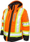 Am image of a Custom Tough Duck Ripstop 4 in 1 Safety Jacket in Fluorescent Orange!