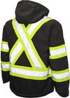 Am image of a Custom Tough Duck Ripstop Fleece Lined Safety Jacket in Black!