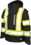 Am image of a Custom Tough Duck Ripstop Fleece Lined Safety Jacket in Black!