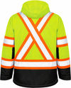 An image of a Custom Tough Duck Ripstop Fleece Lined Safety Jacket in Fluorescent Green!