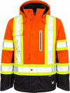 An image of a Custom Tough Duck Ripstop Fleece Lined Safety Jacket in Fluorescent Orange!