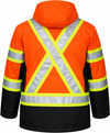 An image of a Custom Tough Duck Ripstop Fleece Lined Safety Jacket in Fluorescent Orange!