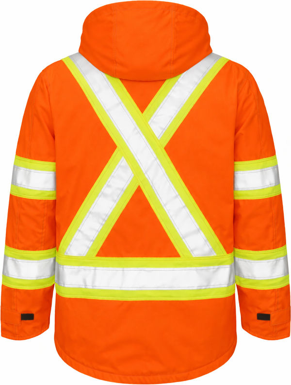An image of a Custom Tough Duck Ripstop Fleece Lined Safety Jacket in Solid Orange!