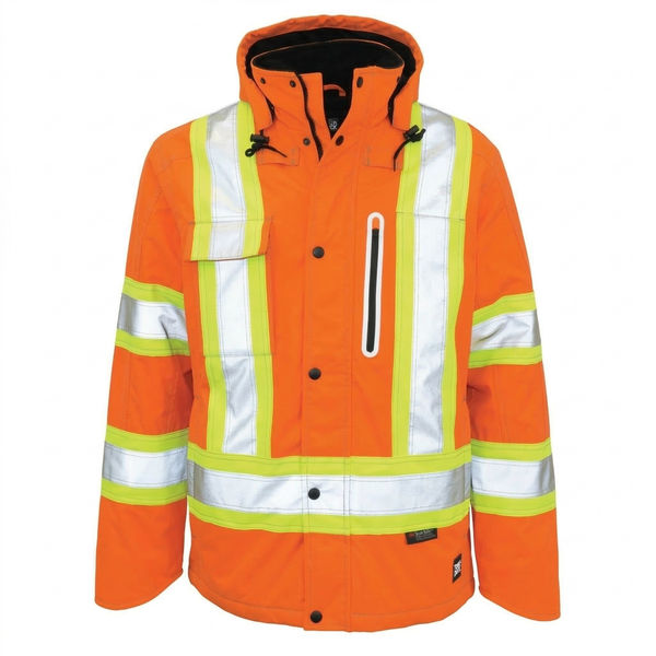 An image of a Custom Tough Duck Ripstop Fleece Lined Safety Jacket in Solid Orange!