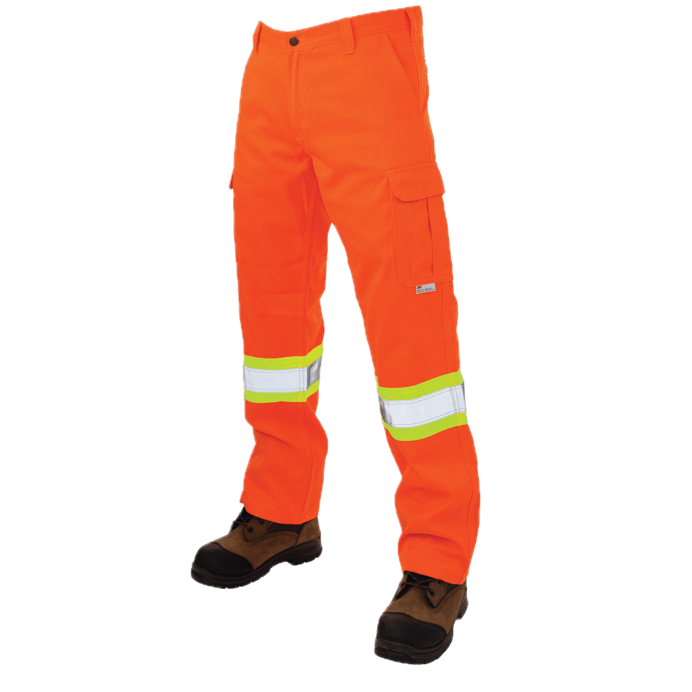 Tough Duck Safety Cargo Work Pant in Fluorescent Orange