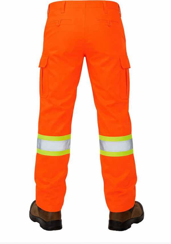 An image of a Custom Tough Duck Safety Cargo Work Pant in Fluorescent Orange!