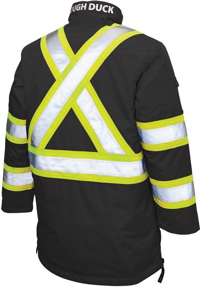 Am image of a Custom Tough Duck Safety Down Filled Parka in Black!