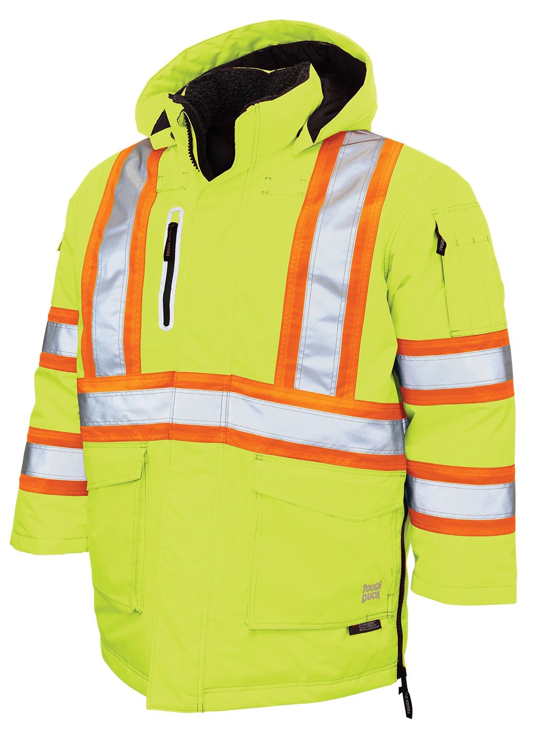 Tough Duck Safety Down Filled Parka in Fluorescent Green