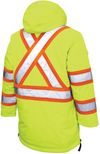 Am image of a Custom Tough Duck Safety Down Filled Parka in Fluorescent Green!