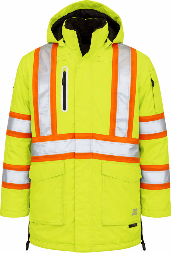 An image of a Custom Tough Duck Safety Down Filled Parka in Fluorescent Green!