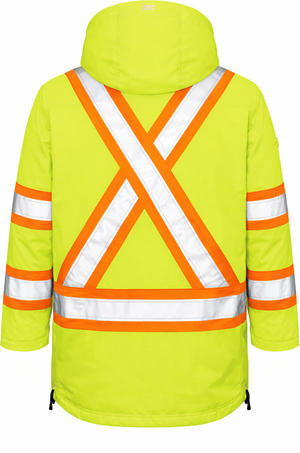 An image of a Custom Tough Duck Safety Down Filled Parka in Fluorescent Green!