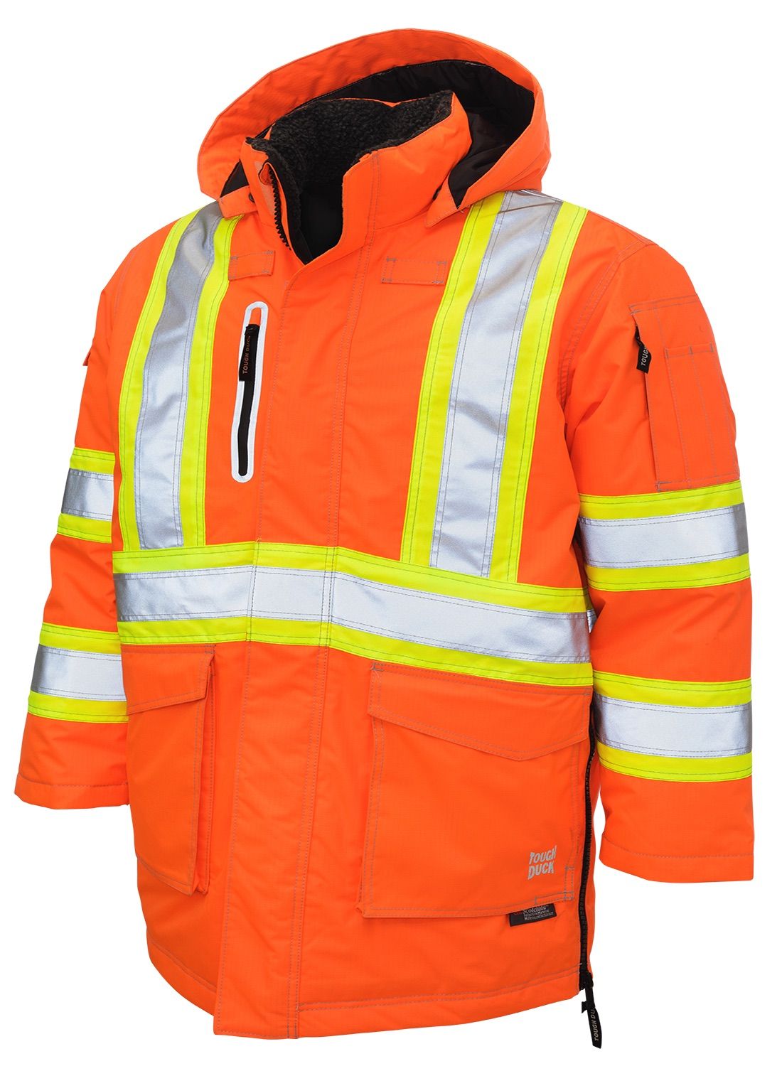 Tough Duck Safety Down Filled Parka in Fluorescent Orange