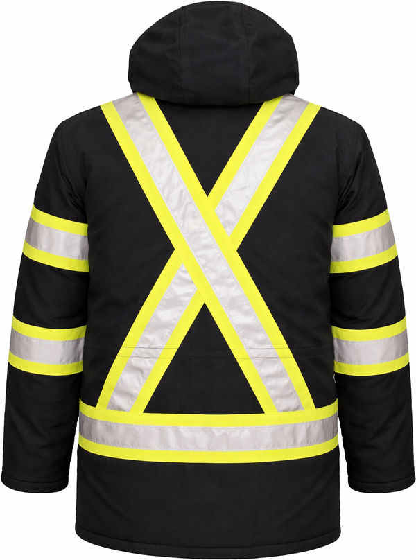 An image of a Custom Tough Duck Safety Parka in Black!