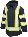 Am image of a Custom Tough Duck Safety Parka in Navy!