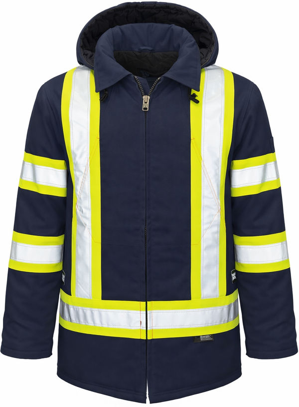 An image of a Custom Tough Duck Safety Parka in Navy!