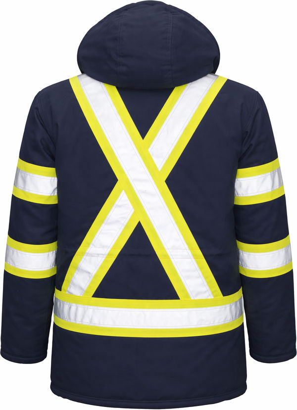 An image of a Custom Tough Duck Safety Parka in Navy!