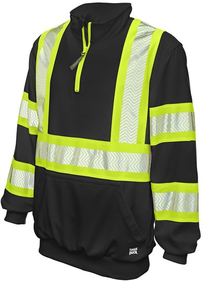 Am image of a Custom Tough Duck Safety Quarter Zip Pullover in Black!