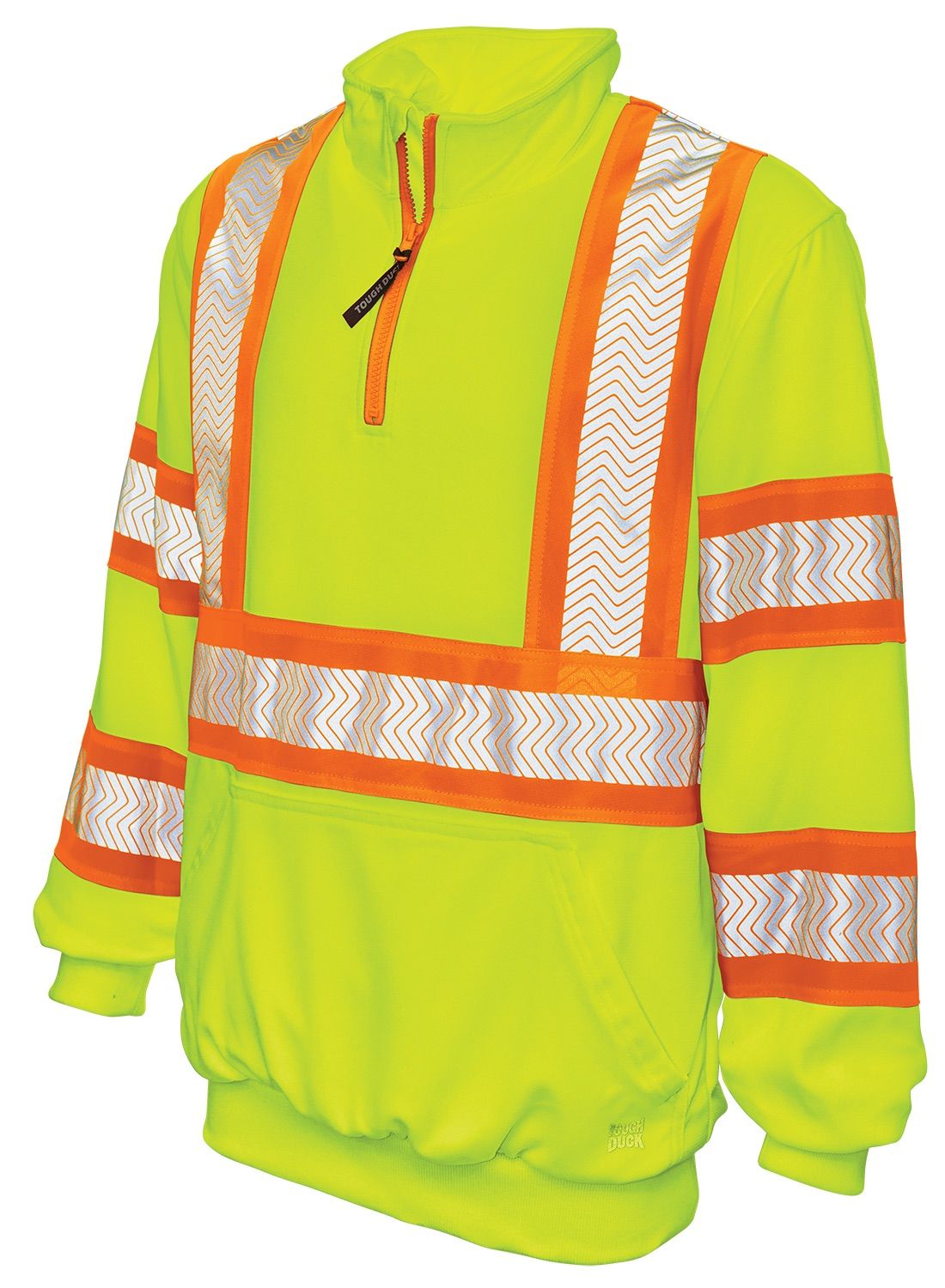 Tough Duck Safety Quarter Zip Pullover in Fluorescent Green