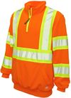 Am image of a Custom Tough Duck Safety Quarter Zip Pullover in Fluorescent Orange!