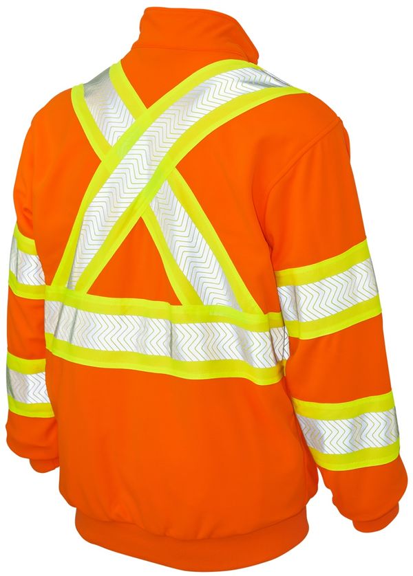Am image of a Custom Tough Duck Safety Quarter Zip Pullover in Fluorescent Orange!