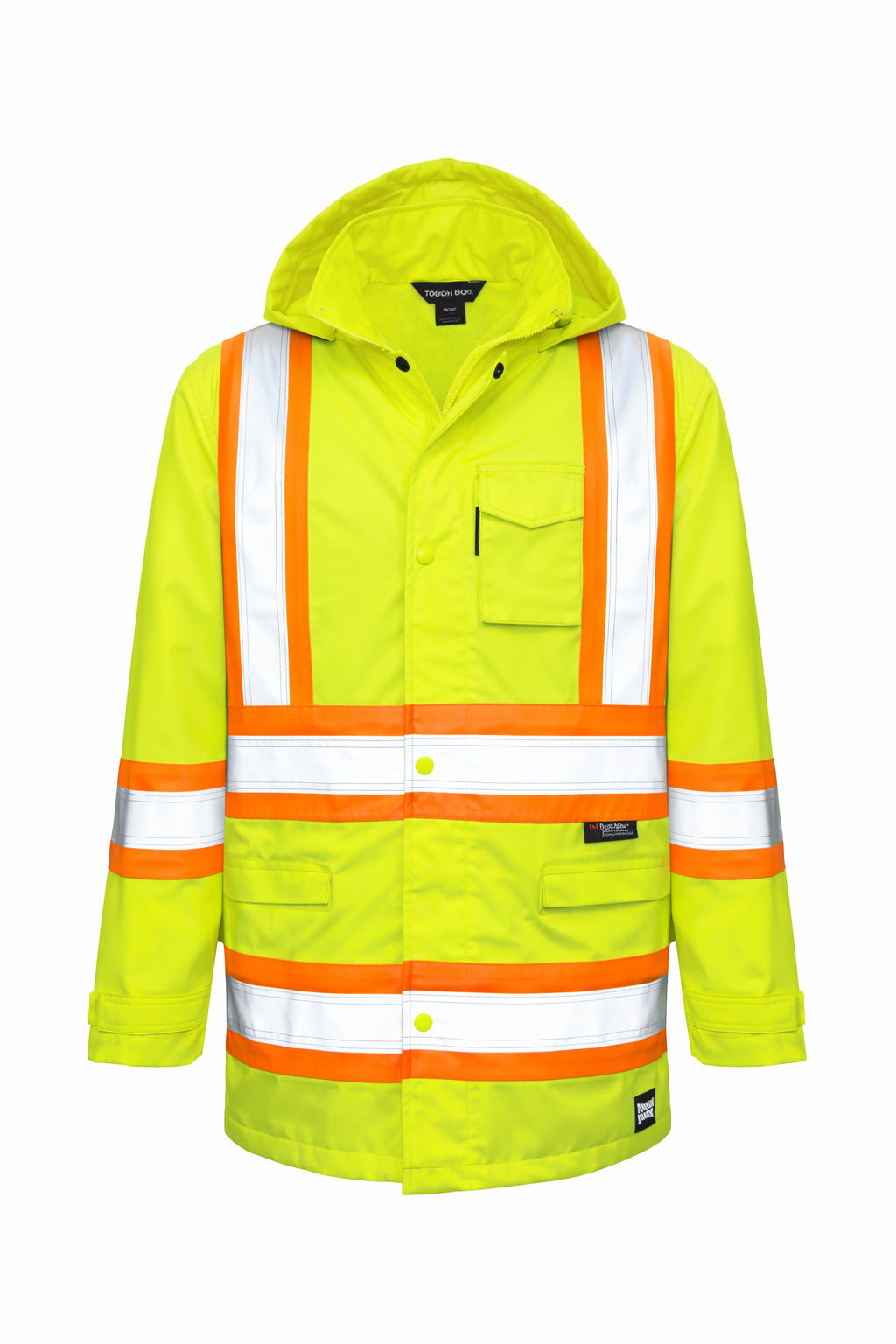 Tough Duck Safety Rain Jacket in Fluorescent Green