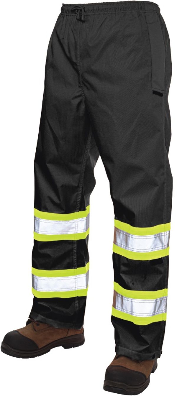 Am image of a Custom Tough Duck Safety Rain Pant in Black!