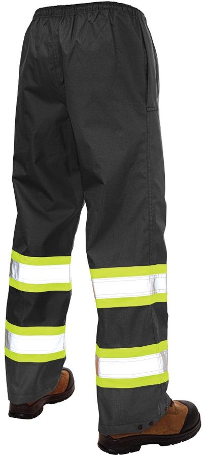 Am image of a Custom Tough Duck Safety Rain Pant in Black!