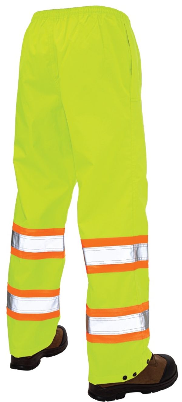 Am image of a Custom Tough Duck Safety Rain Pant in Fluorescent Green!
