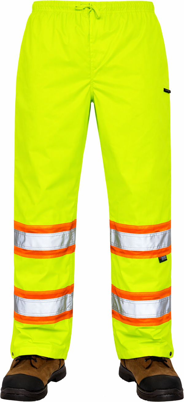 An image of a Custom Tough Duck Safety Rain Pant in Fluorescent Green!