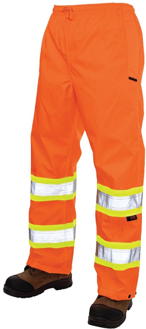 Am image of a Custom Tough Duck Safety Rain Pant in Fluorescent Orange!