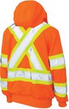 Am image of a Custom Tough Duck Safety Womens Traffic Hoodie with Quick Release Hood in Fluorescent Orange!