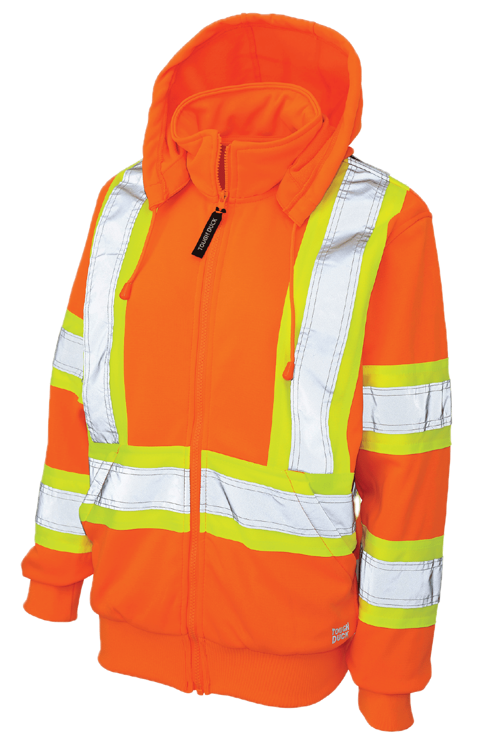 Tough Duck Safety Womens Traffic Hoodie with Quick Release Hood in Fluorescent Orange