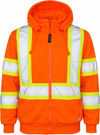 An image of a Custom Tough Duck Safety Womens Traffic Hoodie with Quick Release Hood in Fluorescent Orange!