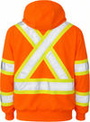 An image of a Custom Tough Duck Safety Womens Traffic Hoodie with Quick Release Hood in Fluorescent Orange!
