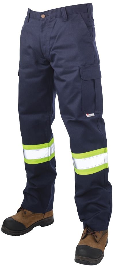 Am image of a Custom Tough Duck Safety Work Pant in Navy!