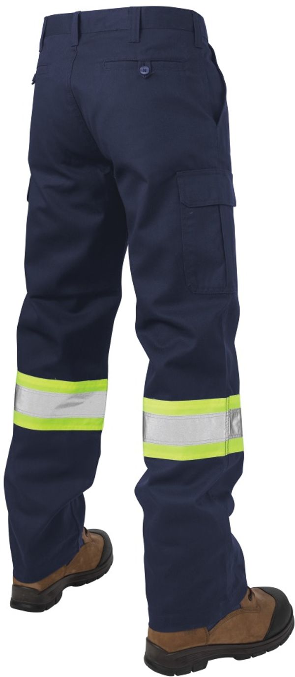 Am image of a Custom Tough Duck Safety Work Pant in Navy!