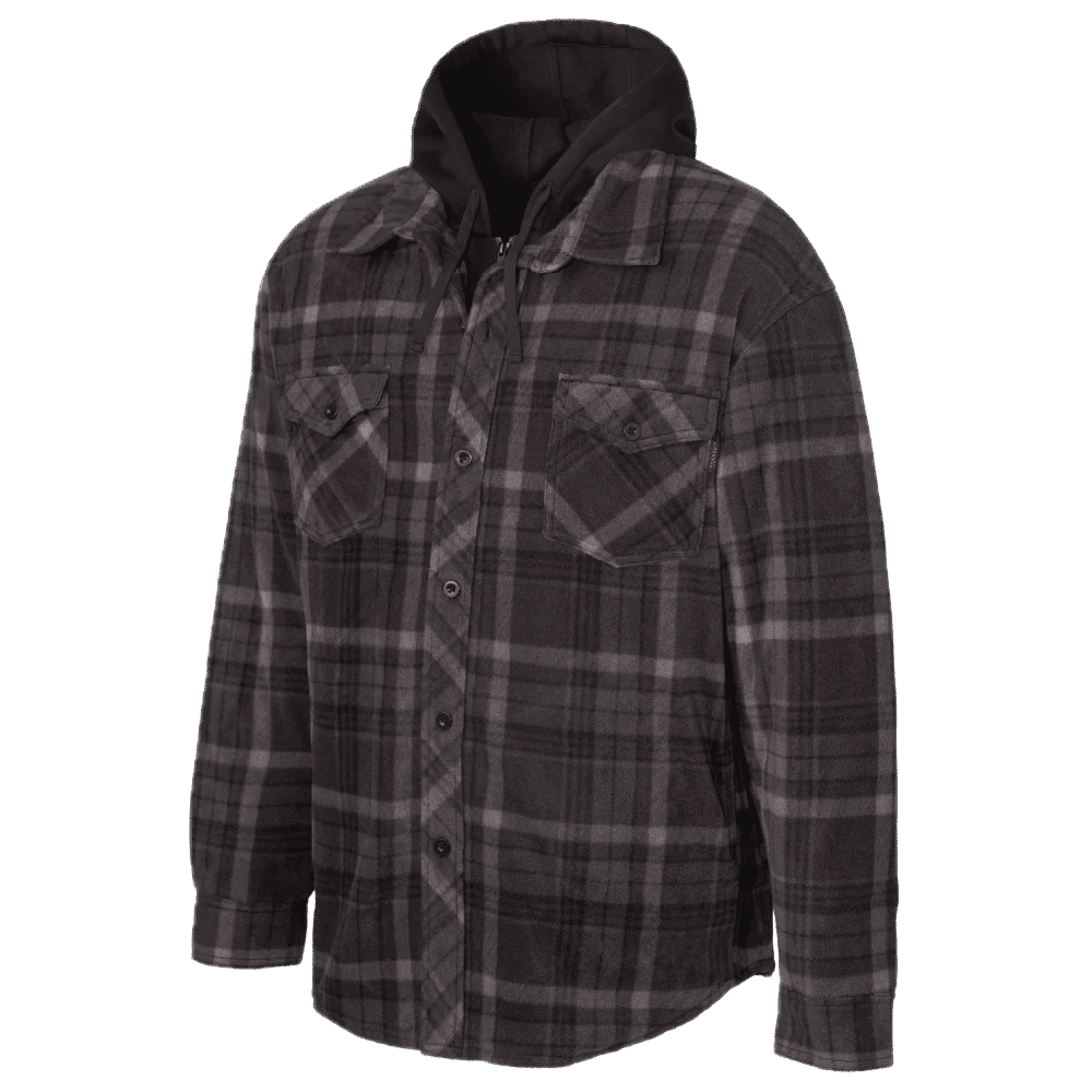 Tough Duck Sherpa Lined Fleece Jac Shirt in Charcoal Plaid