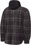 Am image of a Custom Tough Duck Sherpa Lined Fleece Jac Shirt in Charcoal Plaid!
