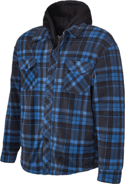 Am image of a Custom Tough Duck Sherpa Lined Fleece Jac Shirt in Blue Plaid!