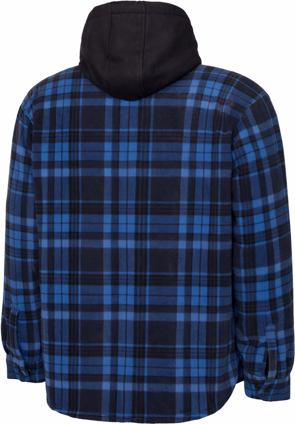 An image of a Custom Tough Duck Sherpa Lined Fleece Jac Shirt in Blue Plaid!