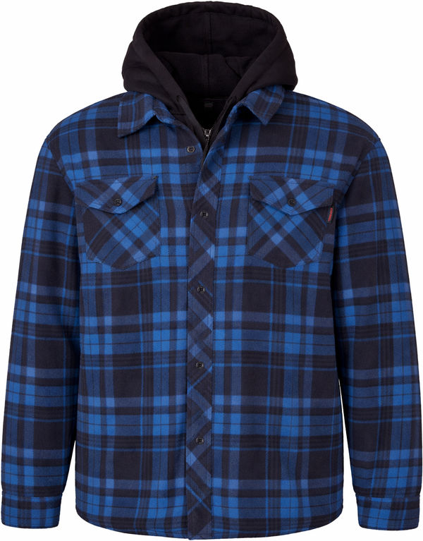 An image of a Custom Tough Duck Sherpa Lined Fleece Jac Shirt in Blue Plaid!