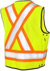 Am image of a Custom Tough Duck Surveyor Safety Vest in Fluorescent Green!