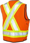 Am image of a Custom Tough Duck Surveyor Safety Vest in Fluorescent Orange!