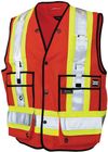 Am image of a Custom Tough Duck Surveyor Safety Vest in Red!
